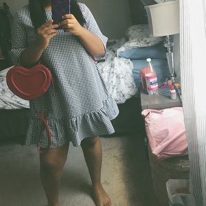 Gingham black and white tent dress